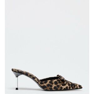 Zara Animal Print Bow High Heel Mules